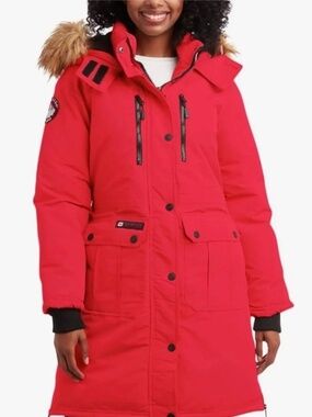 Canada Weathergear Parka Red Faux Fur Hood Long Winter Coat 1X